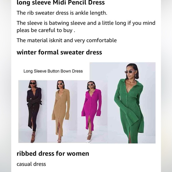 Ribbed ankle length sweater dress - Picture 2 of 5